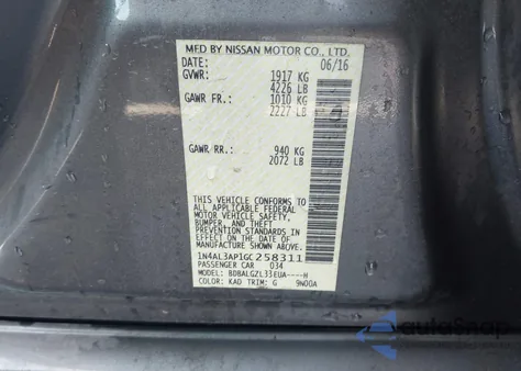 2016 Nissan Altima 2.5 S from USA, damaged, VIN 1N4AL3AP1GC258311